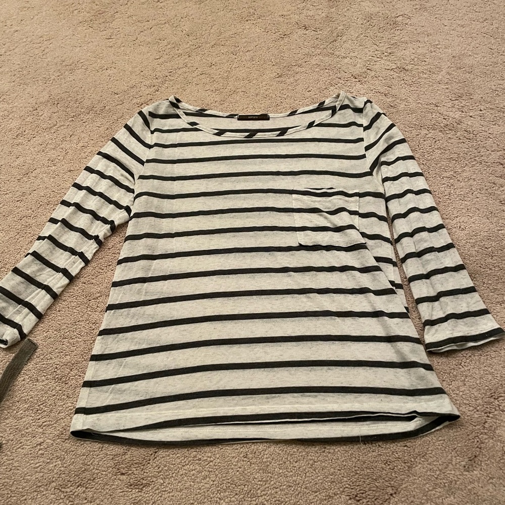 Soprano black and white striped cotton comfy casual shirt